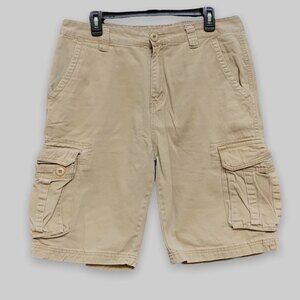 Mustway Camel Tan Cargo Shorts Mens Waist Size 33 Pocket Utility